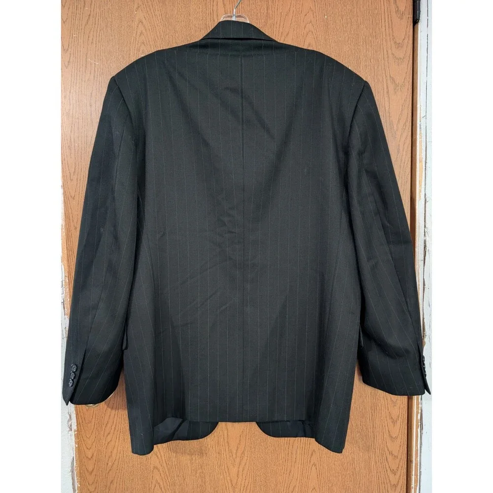 Vintage Petrocelli Black Stripe Wool Blend Men Blazer Sport Coat Jacket sz 42 R